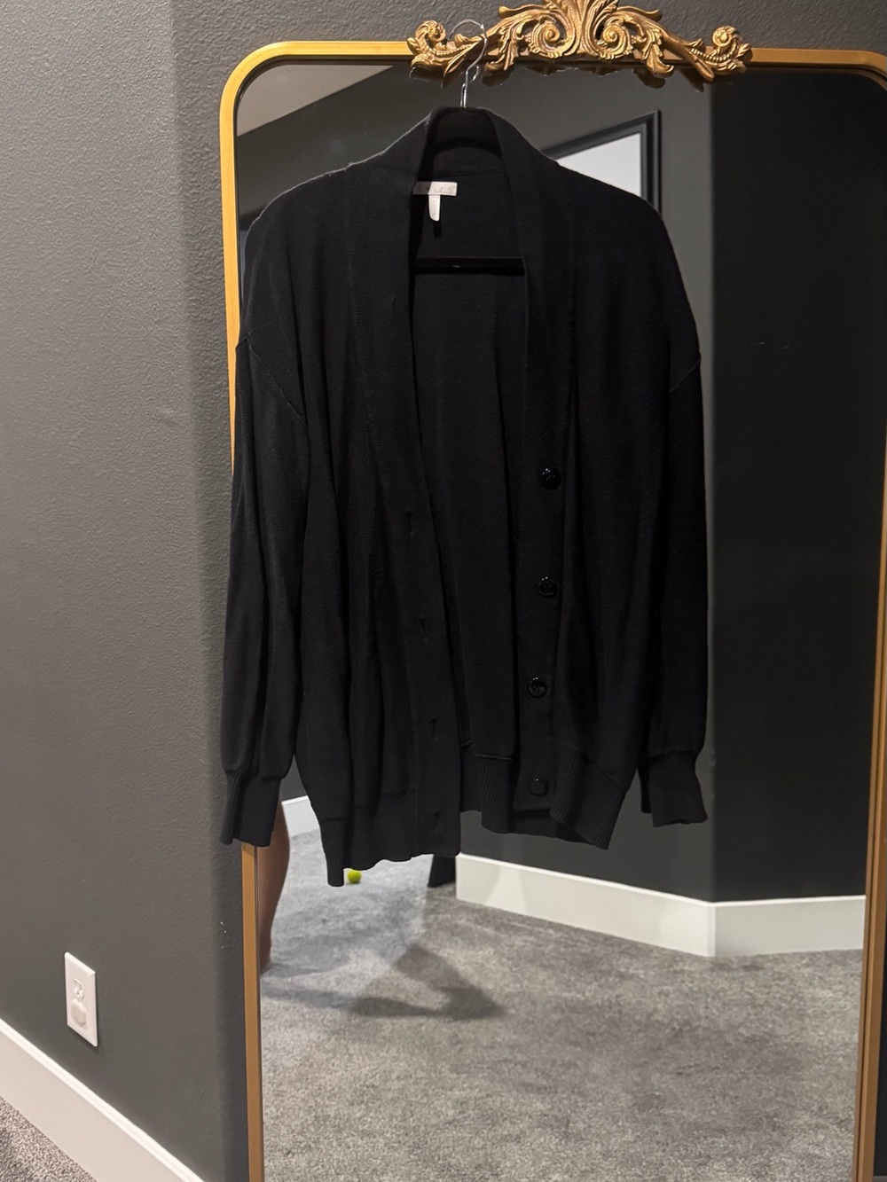 Leith Black Shawl-Collar Women's Cardigan